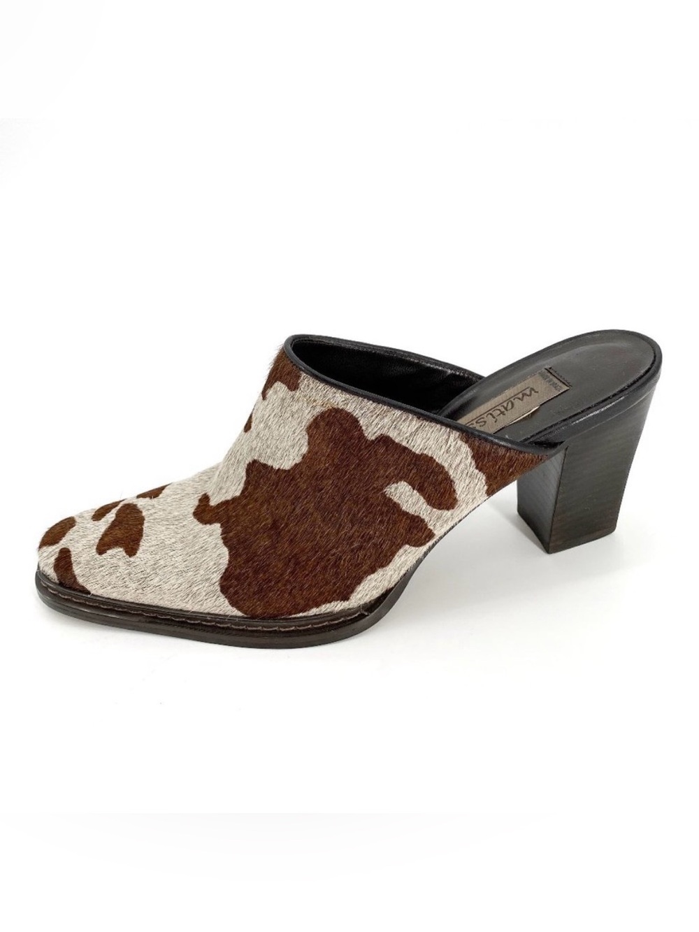 Matisse Brown Cream Calf Hair Cowhide Mule Heel Western Sz 7